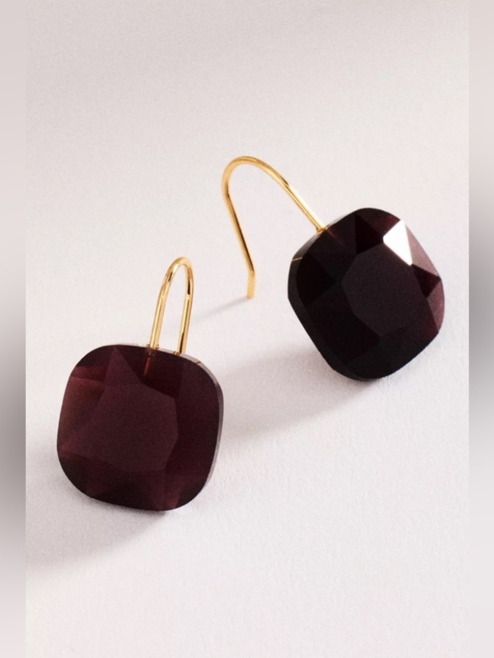 Anthropologie Floating Crystal Earrings WINE RED nwt